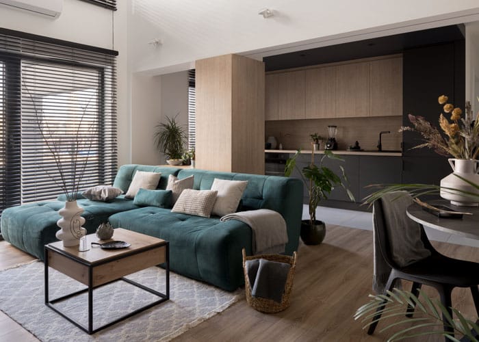 Modern Living Room A modern living room as you would find in a serviced accommodation.