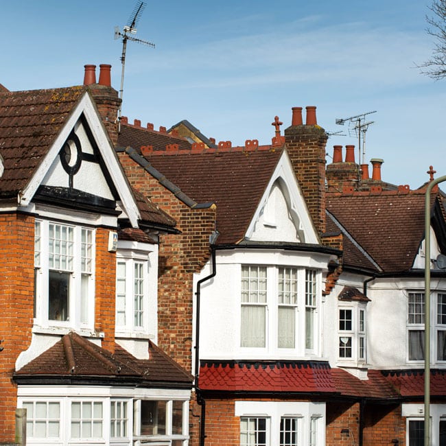 Traditional Edwardian Houses in Barnet Old, red brick Edwardian houses in Church End, Finchley Central, Barnet, North London.