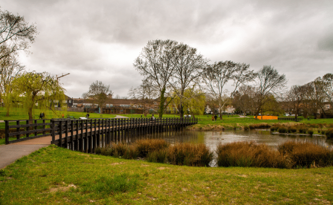 Green space in the London Borough of Barnet Silkstream Park, a green open space in the London Borough of Barnet