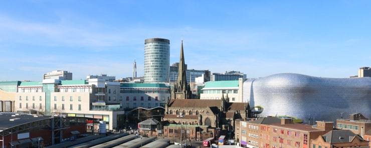 View of Birmingham city centre towards the Bullring