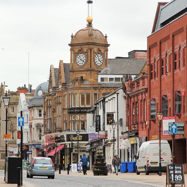 Shopping street in Bolton town centre