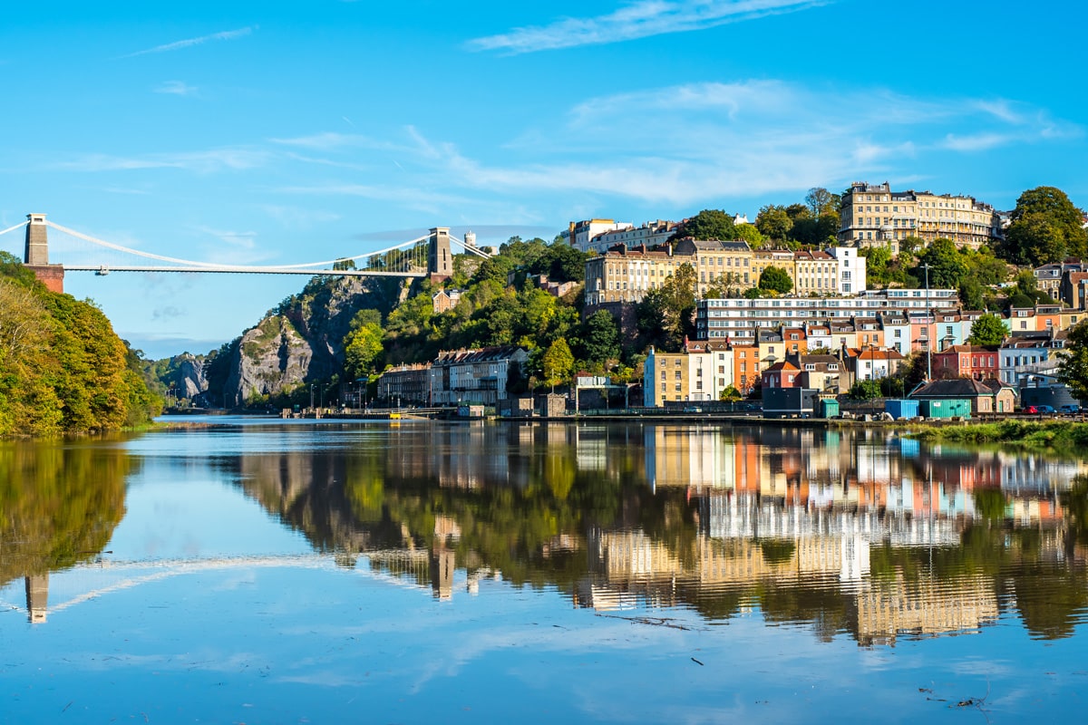 Clifton Suspension Bridge over the Avon Gorge on a summer day