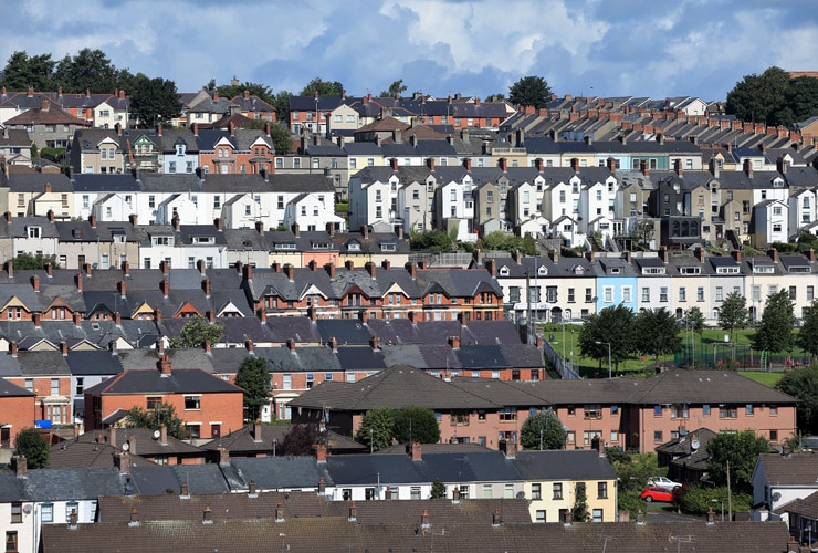 Rooftops across the city of Derry.