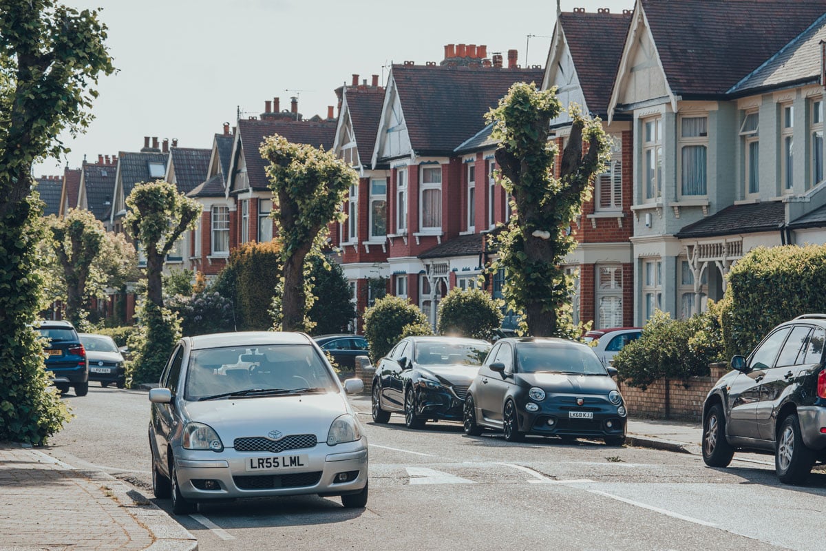 A residential street in Palmers Green in the London Borough of Enfield