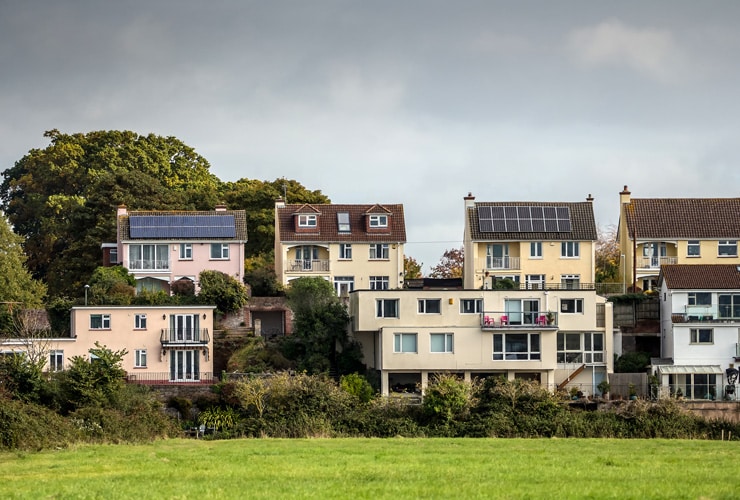 Residential housing on the outskirts of Exeter