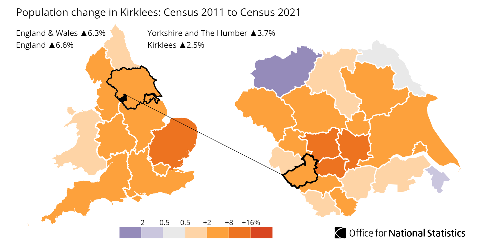 Kirklees population growth map