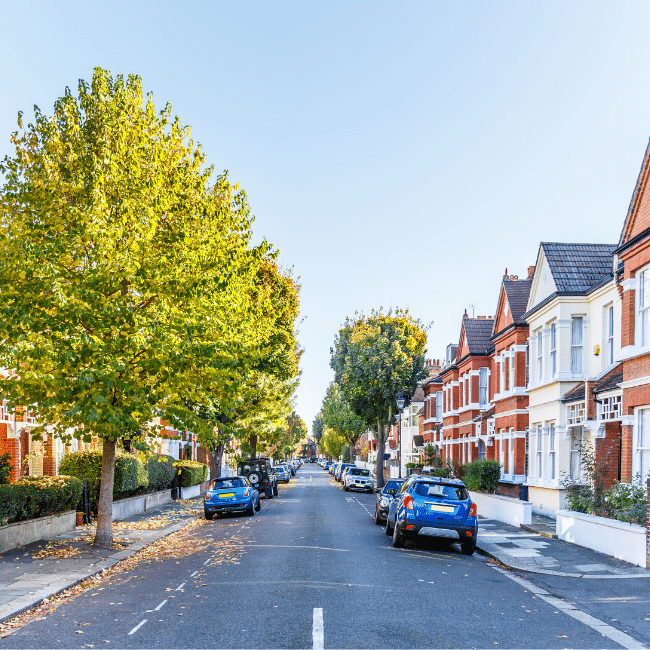 A leafy residential street in south-west London