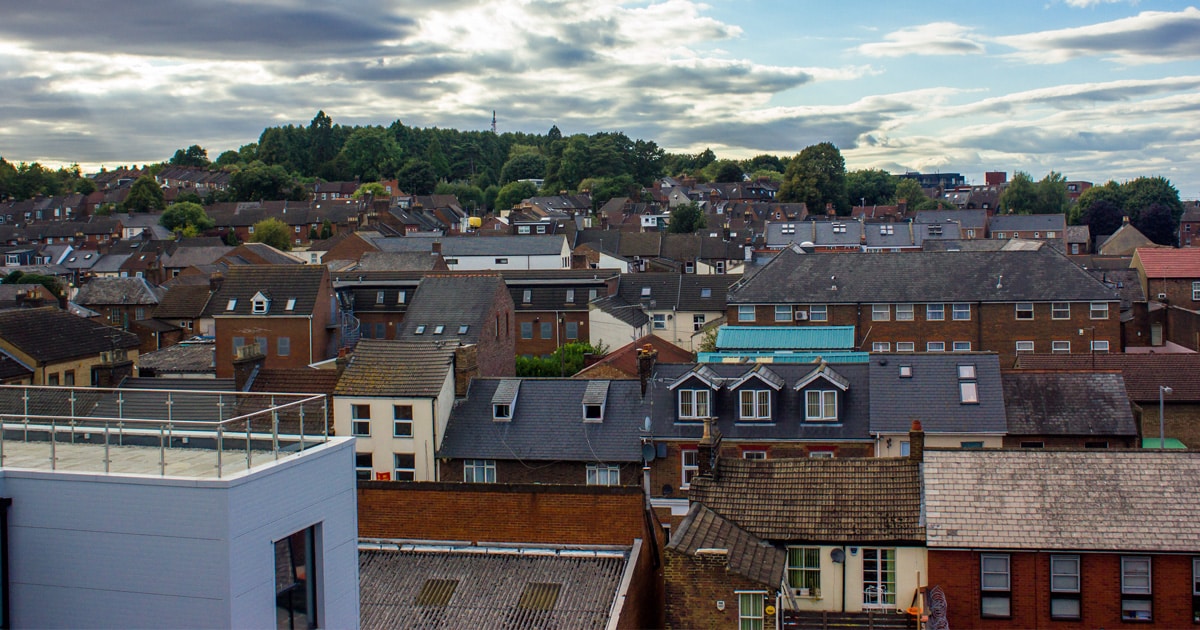 Rooftops across a residential area of Luton
