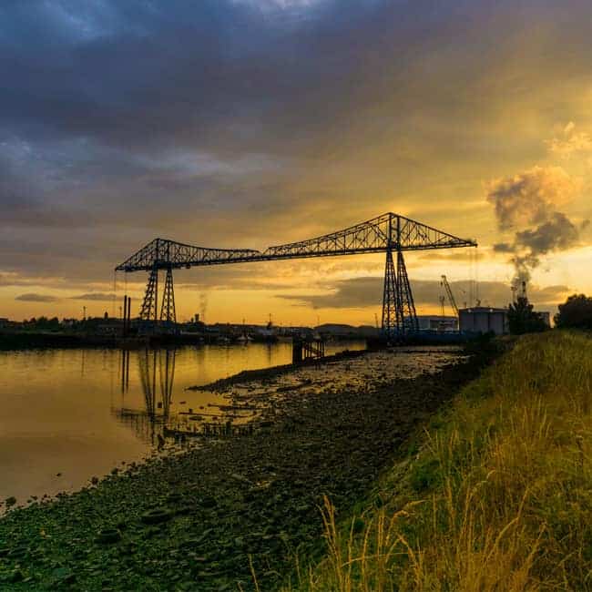 The Transporter Bridge at Middlesbrough at sunset