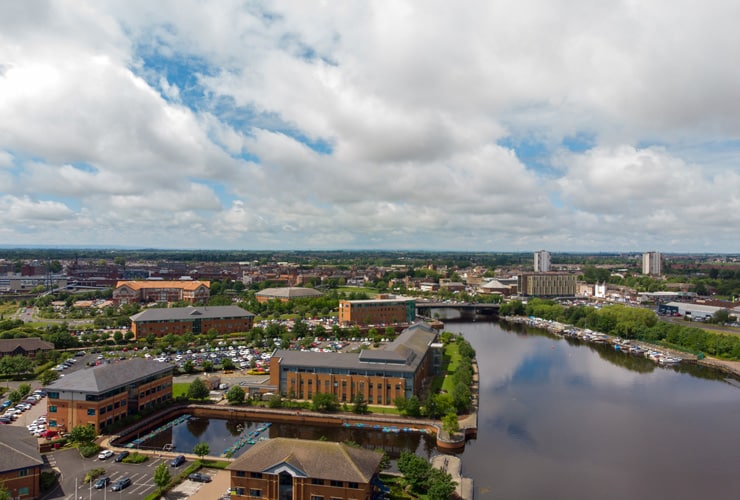 River Tees, Middlesbrough The River Tees in Middlesbrough.