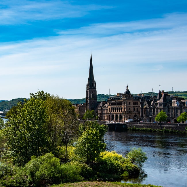 Perth on the River Tay A view over the River Tay in the city of Perth in Scotland