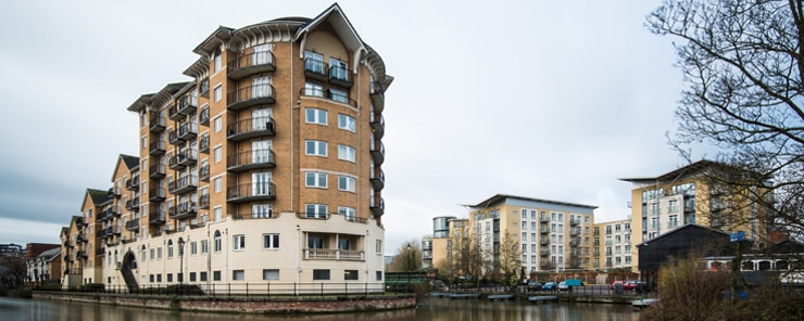 Apartment blocks beside the water in Reading