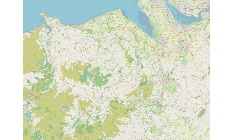 Map of Denbighshire showing Rhyl, Prestatyn and Abergele