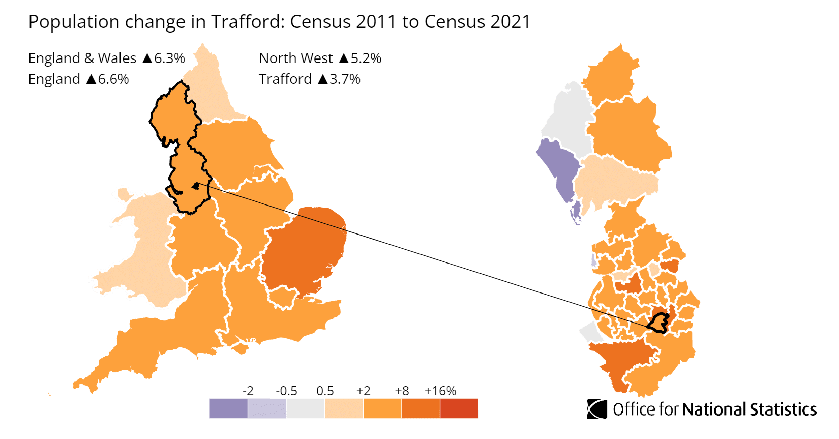 Trafford population growth map