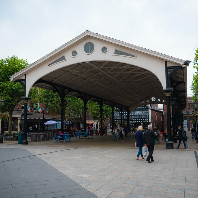 The old market place in Warrington, the Golden Square shopping centre
