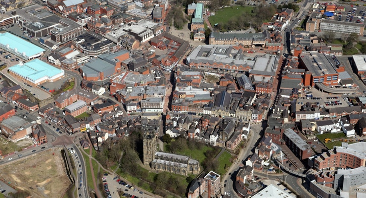 Aerial photograph of Wrexham