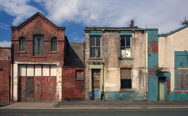Row of run down houses