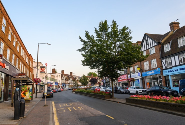 Hayes Station Approach, a commercial and retail road near the railway station in Hayes.