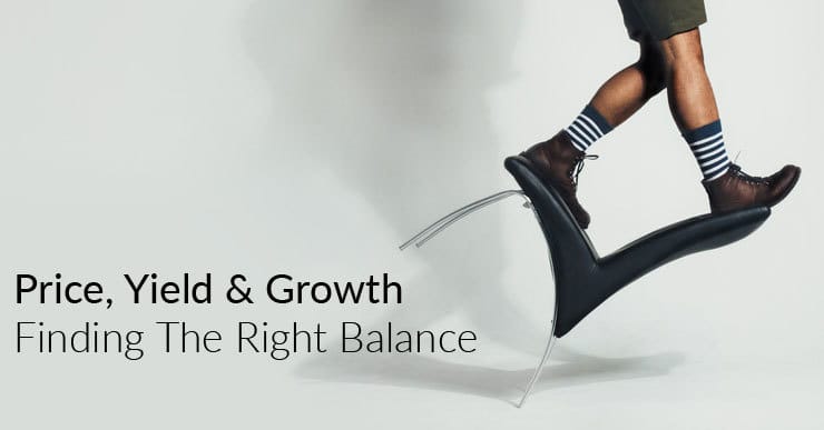 Finding the Right Balance Text says, yield and growth - finding the right balance.