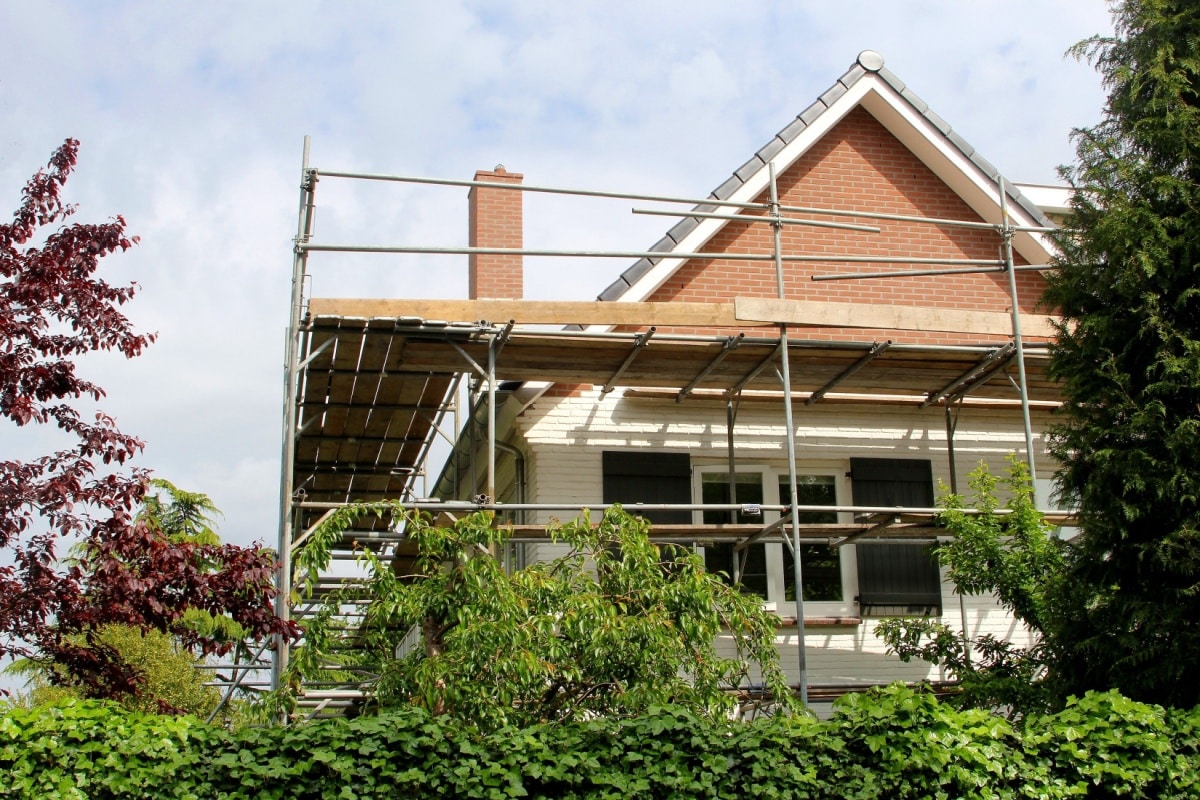 uk house with scaffolding