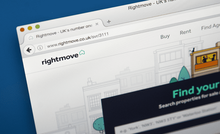 The homepage of the website, Rightmove - The UK's biggest and most popular property portal.