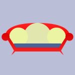 A simple illustration of a settee or couch.