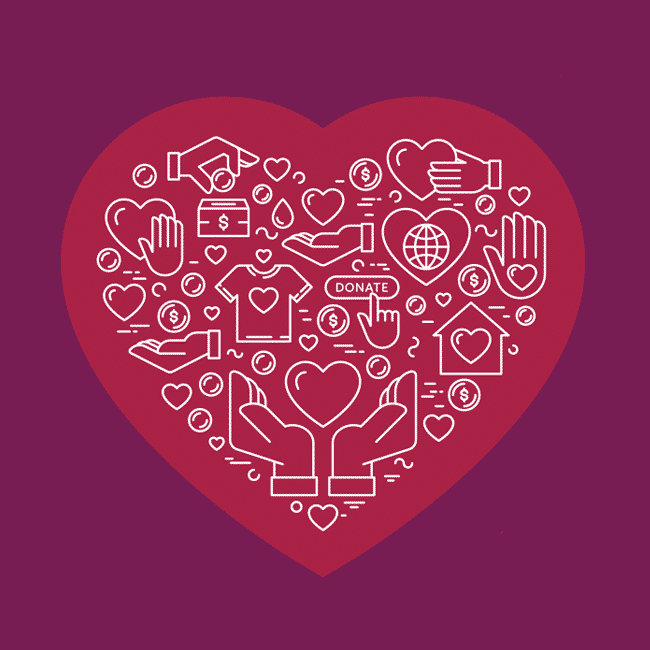 An icon image of a heart, represents the third sector.