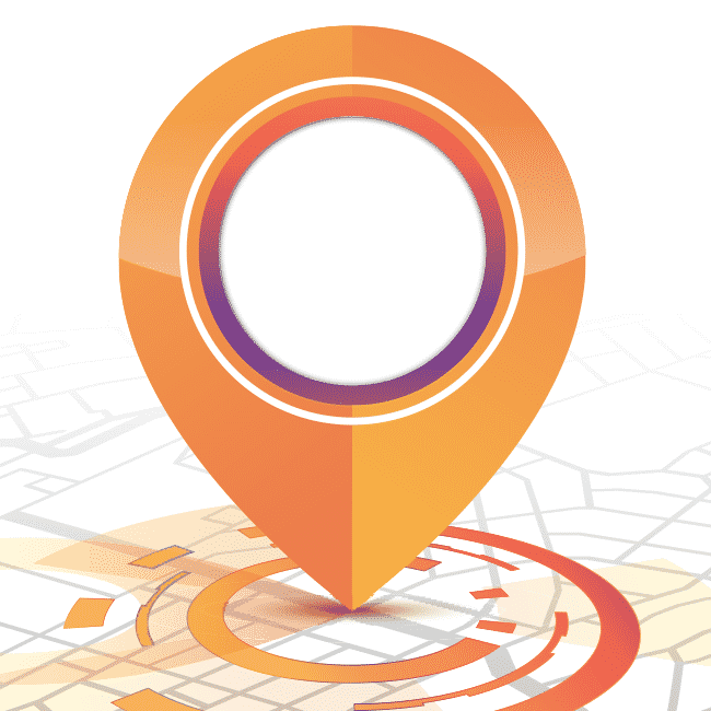 An orange GPS icon representing an exact location.