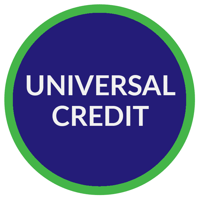 A circle with text that says 'universal credit' in the centre.