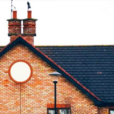 The roof top of a new-build house.