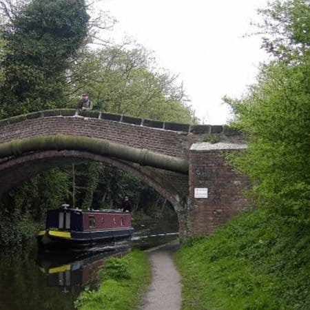 A bridge over a canal in Warrington, Cheshire.