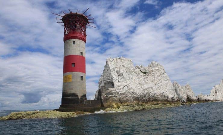 Photo of the Needles Lighthouse - A tourist attraction on the Isle of Wight, UK