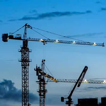 Cranes on a building site.