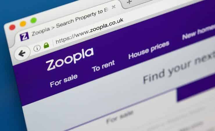 Zoopla Homepage An image of the homepage of Zoopla