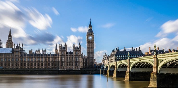 A view of Westminster and Big Ben in London