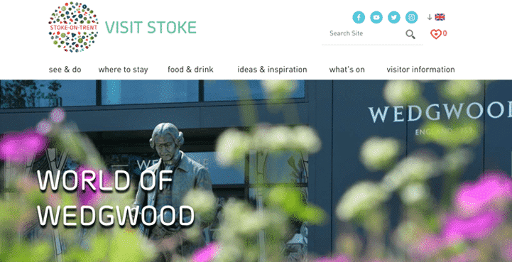 Visit Stoke, Homepage Screenshot A screenshot of the Visit Stoke website, Stoke-on-Trent tourist information