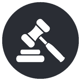 Gavel and Block Icon An icon, design element showing a gavel and block. Property auctions. An auctioneer's hammer