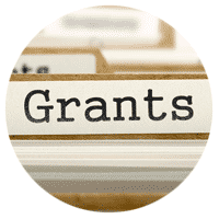 Grants - Word on a folder register or card index.