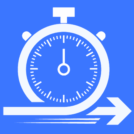 Icon, design where a stopwatch illustrates speed.