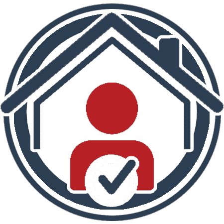 Tenant, Icon Icon, design element showing a house with a person at the centre and a tick