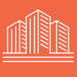 Icon, design element showing a tower block. Image represents PBSA (Purpose-built student accommodation).