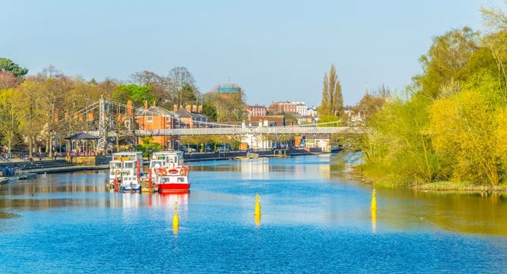 Boats on the River Dee, running through the city of Chester, UK