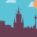 An illustration of the Edinburgh Skyline.