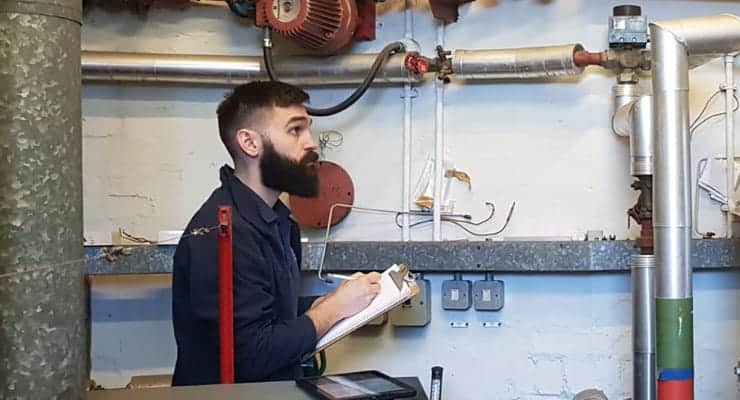 Photograph of a Legionella Risk Assessor at Work