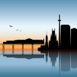 A vector illustration of the skyline of Brighton, featuring famous landmarks.