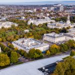 An aerial view of Cardiff city centre.