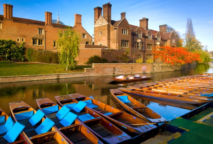 Punts on the River Cam in Cambridge.