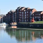 Photograph of flats over the water at Princes Reach, Preston Riversway Docklands.