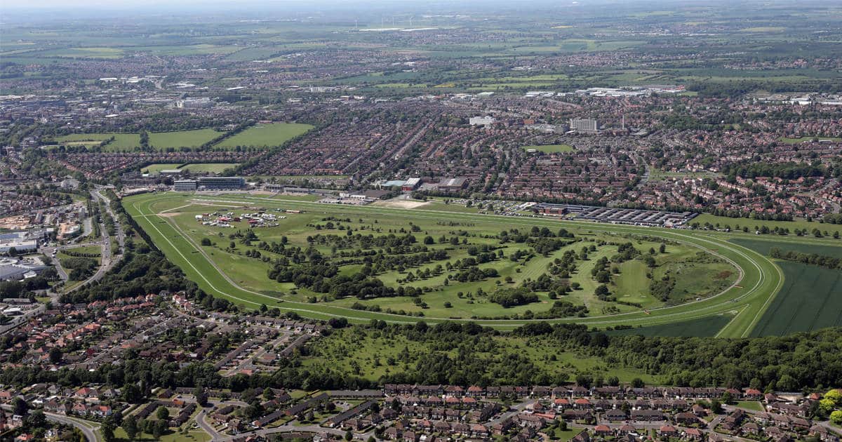 An aerial photograph of Doncaster Racecourse