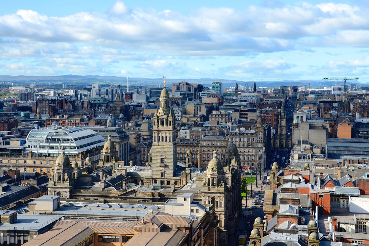 The Glasgow skyline looking towards George Square and the city chambers.